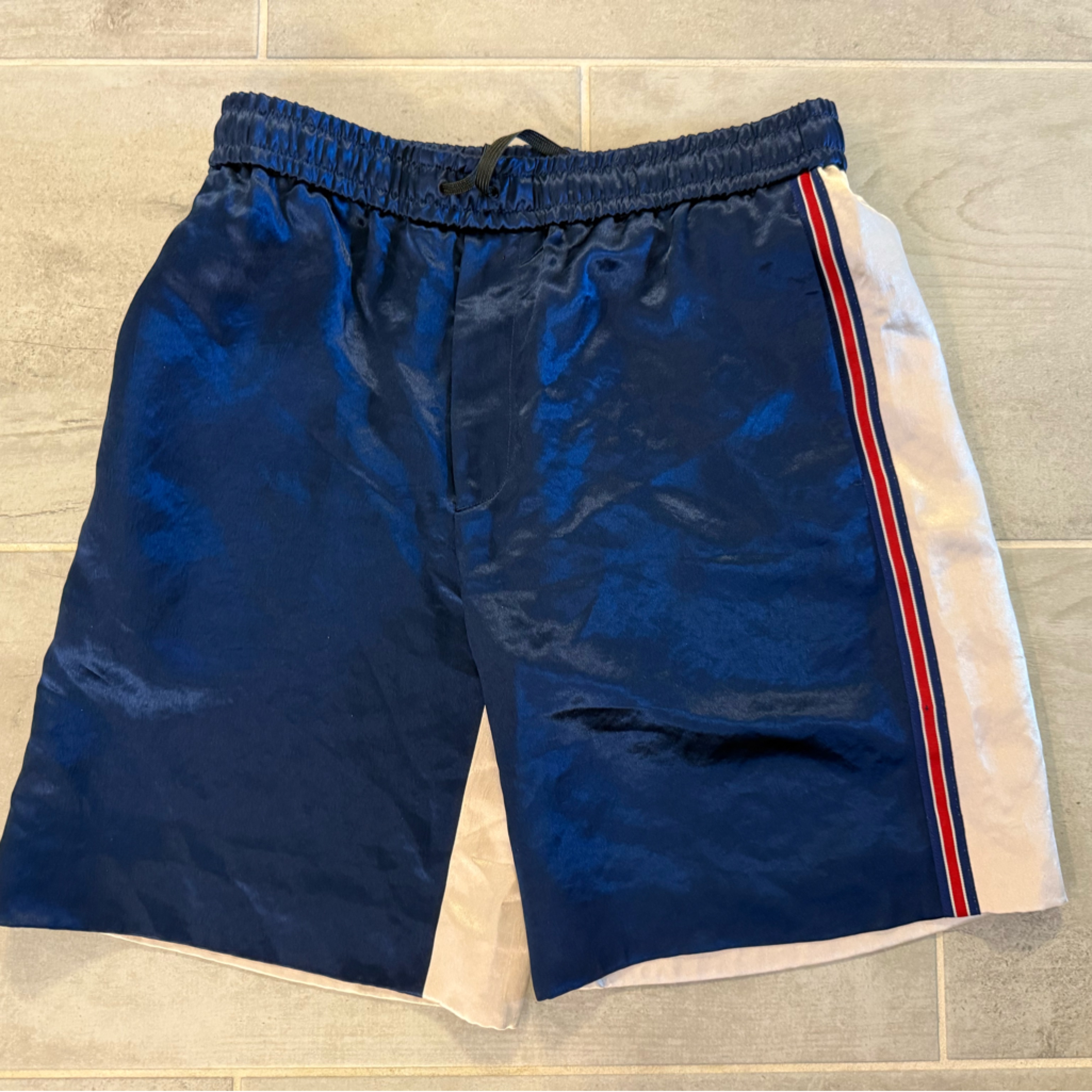 New Authentic Gucci Navy Blue Athletic Shorts